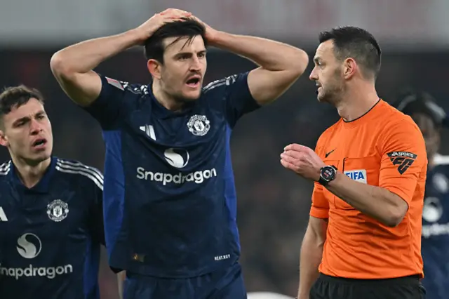 Manchester United's Harry Maguire reacts