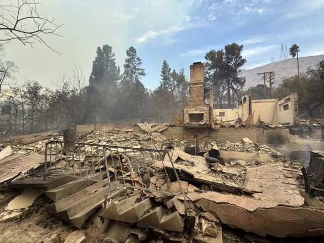 A house burnt to rubble