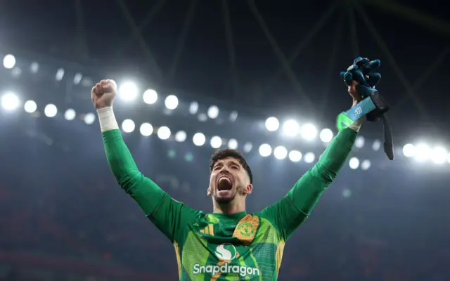 Man Utd goalkeeper Altay Bayindir celebrates