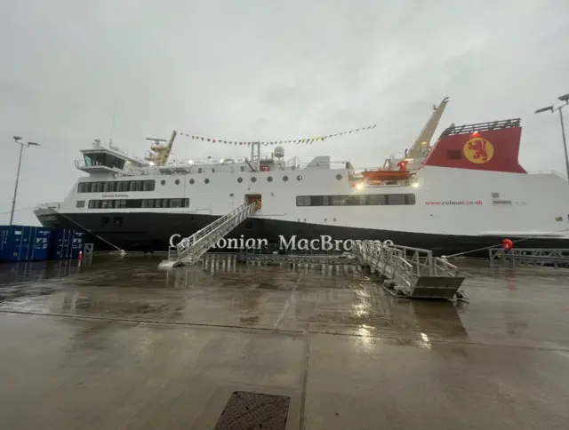 The Glen Sannox docks in Troon harbour