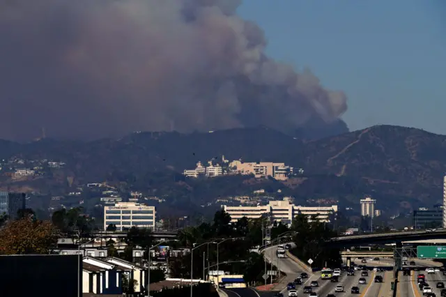 A large plume of smoke over LA