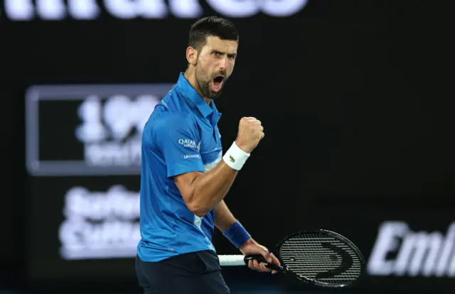 Djokovic pumps his fist