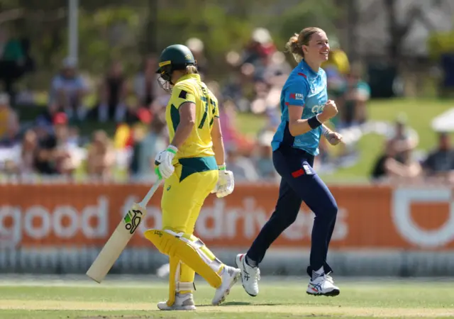 Lauren Bell celebrates wicket