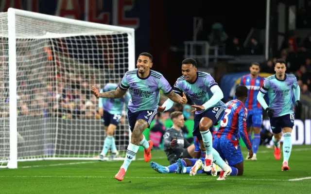 Gabriel Jesus celebrates scoring against Crystal Palace