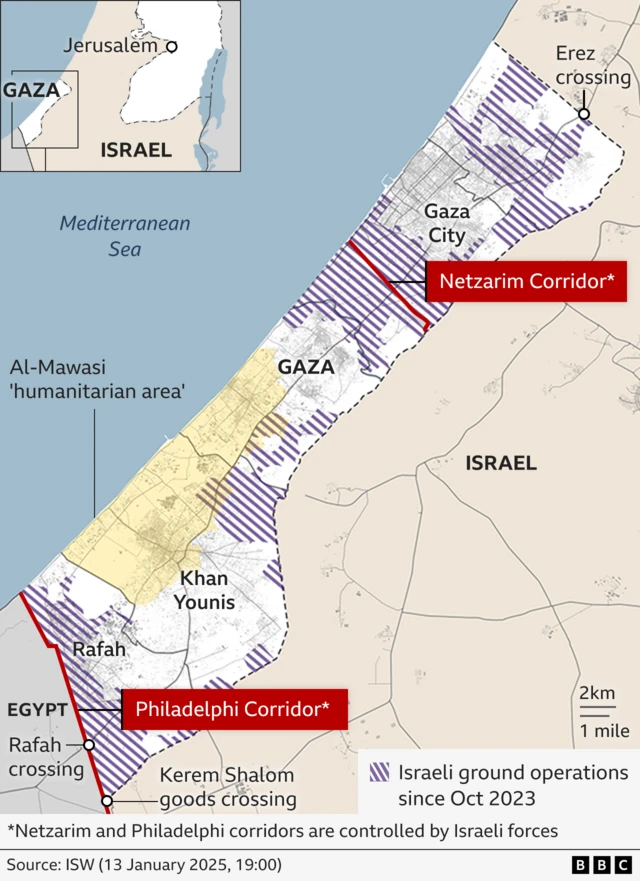 Map showing location of the Gaza Strip