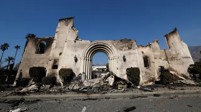 The burned out Altadena Community Church