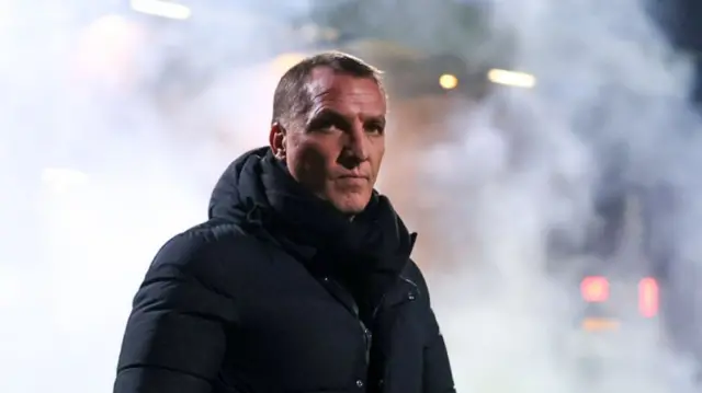 DUNDEE, SCOTLAND - JANUARY 14: Celtic Manager Brendan Rodgers during a William Hill Premiership match between Dundee and Celtic at the Scot Foam Stadium at Dens Park, on January 14, 2025, in Dundee, Scotland. (Photo by Craig Williamson / SNS Group)