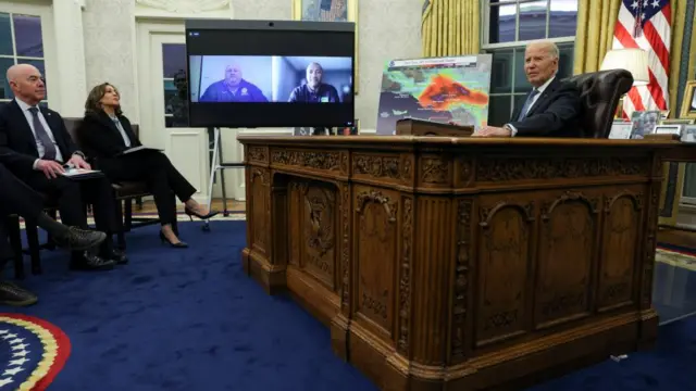 Alejandro Mayorkas, Kamala Harris and Joe Biden