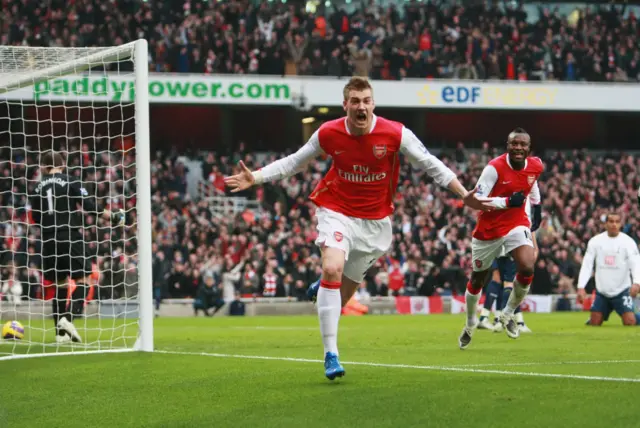 Bedntner celebrates scoring within seconds v Spurs