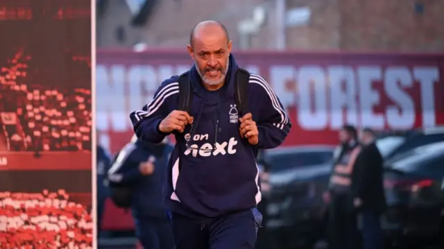 Nuno Espirito Santo arriving at the City Ground