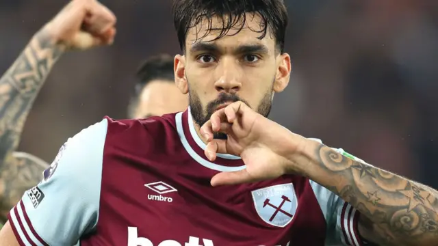 Lucas Paqueta of West Ham United celebrates scoring