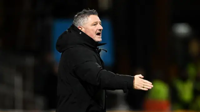 DUNDEE, SCOTLAND - JANUARY 14: Dundee Manager Tony Docherty during a William Hill Premiership match between Dundee and Celtic at the Scot Foam Stadium at Dens Park, on January 14, 2025, in Dundee, Scotland. (Photo by Paul Devlin / SNS Group)