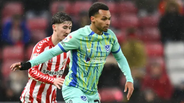 Portsmouth's Josh Murphy in action against Sunderland