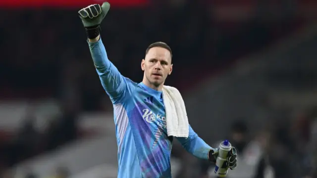 Mats Sels acknolweding the fans after the Liverpool game