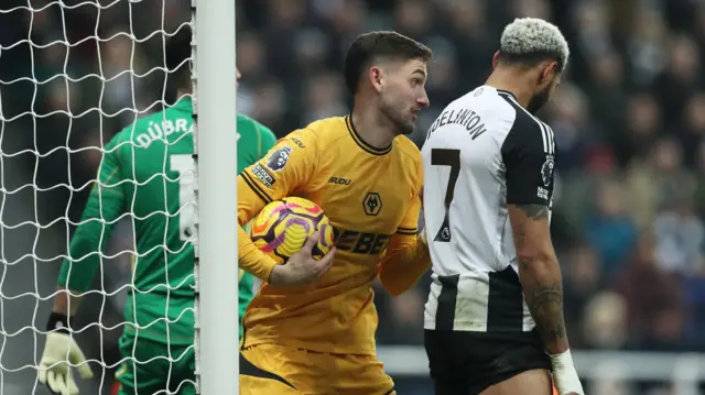 Wolverhampton Wanderers' Santiago Bueno celebrates scoring a goal that was later disallowed