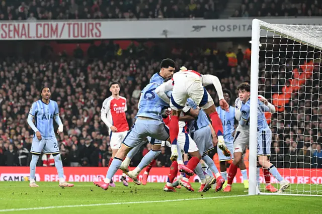 Gabriel of Arsenal scores