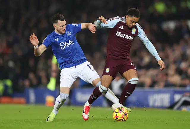 Jacob Ramsey of Aston Villa is challenged by Jack Harrison