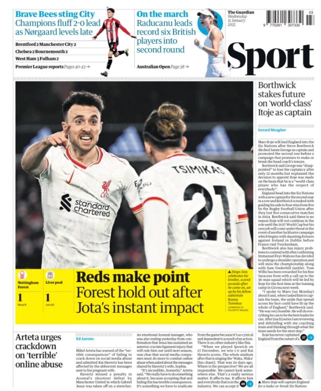 Guardian back page