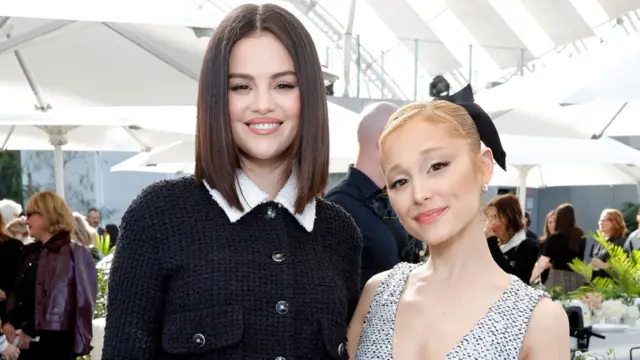 Selena Gomez and Ariana Grande attend the Academy Women's Luncheon presented by CHANEL at the Academy Museum Of Motion Pictures on December 10, 2024 in Los Angeles, California