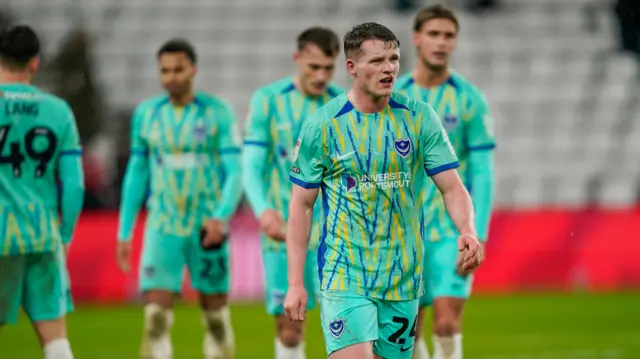 Portsmouth players during the defeat to Sunderland at the Stadium of Light