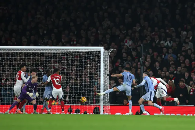 Gabriel of Arsenal scores