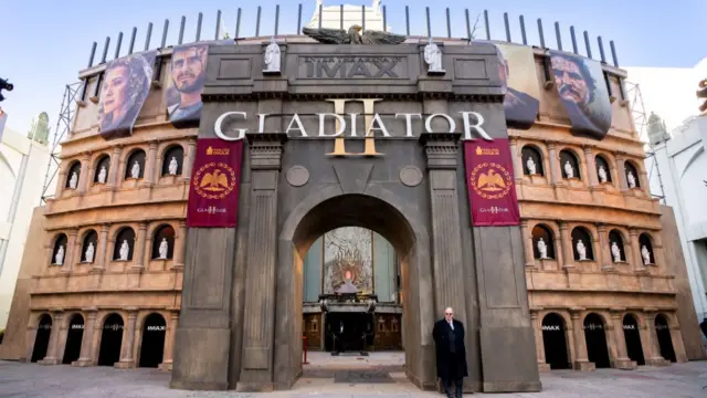 A colosseum with Gladiator 2 branding