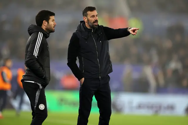 Leicester City Manager Ruud van Nistelrooy with Leicester City Coach Brian Barry-Murphy