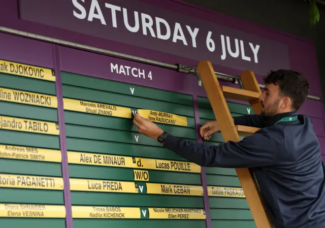 Murray raducanu removed from order of play Wimbledon