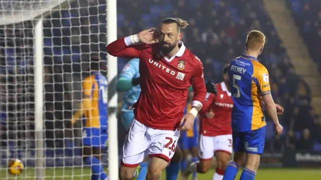 Wrexham's Steven Fletcher celebrates