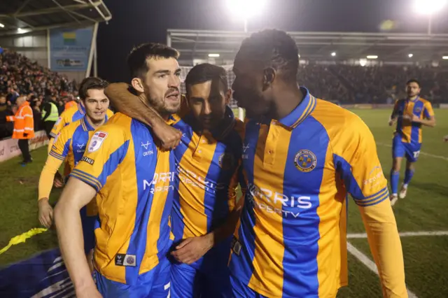 Shrewsbury celebrate their winning goal