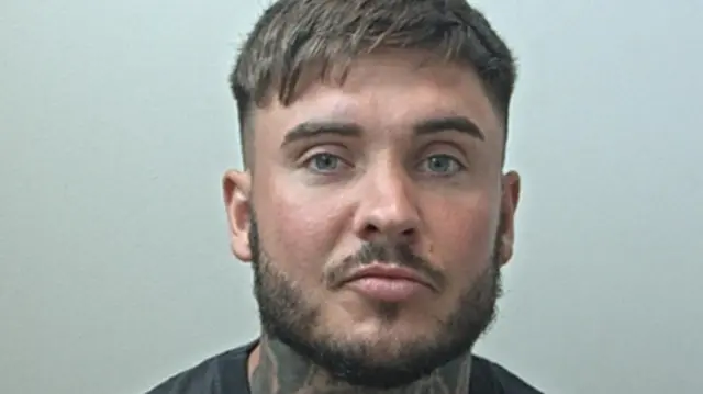 Undated handout photo issued by Lancashire Police of Ryan Wellings, 30, wearing a black t shirt. Tattoos can be seen on his neck and he has light brown hair with a bear and facial hair