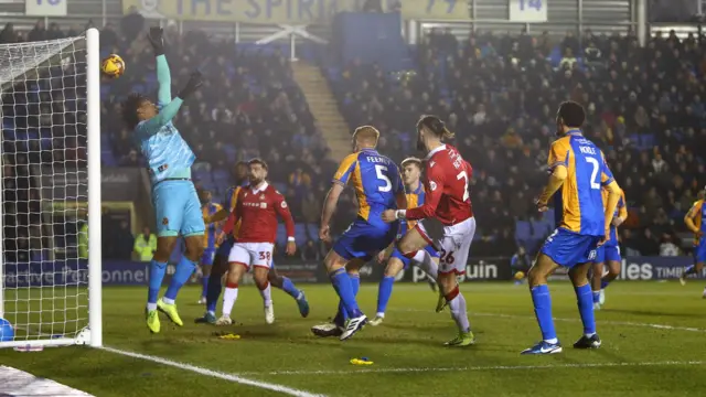 Wrexham's Steven Fletcher scores a header