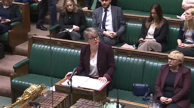 Screen grab of Home Secretary Yvette Cooper giving a statement in the House of Commons in London on child sexual exploitation and abuse.