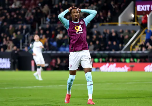 Jaidon Anthony of Burnley reacts to a missed chance