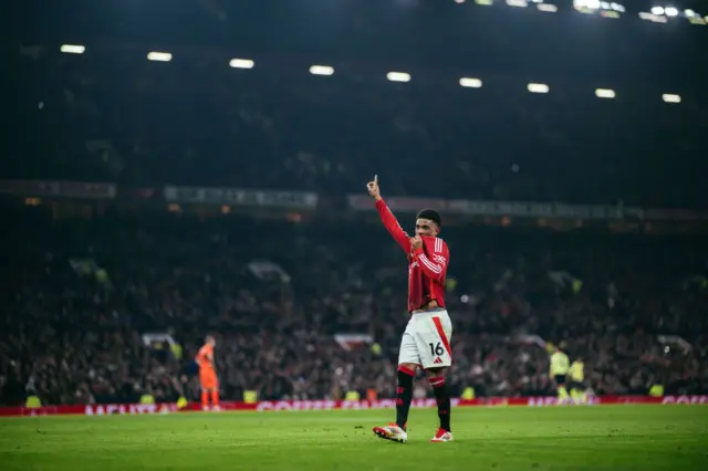 Amad Diallo celebrates for Manchester United