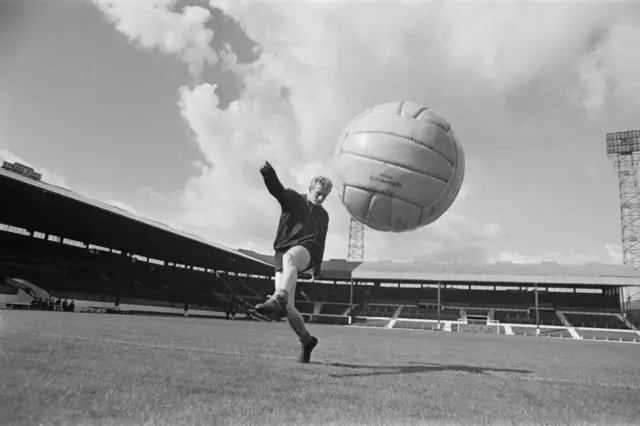 Denis Law at Old Trafford in 1963