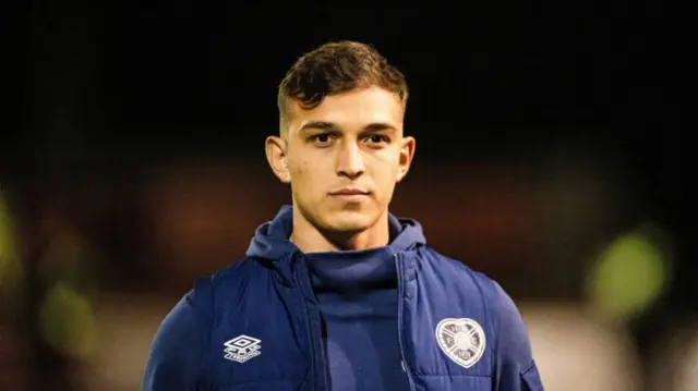 Hearts' Kenneth Vargas during a Scottish Gas Men's Scottish Cup Fourth Round match between Brechin City and Heart of Midlothian at Glebe Park, on January 17, 2025, in Brechin, Scotland. (Photo by Paul Devlin / SNS Group)