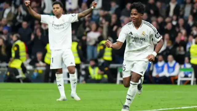 Real Madrid players celebrate their win against Celta Vigo