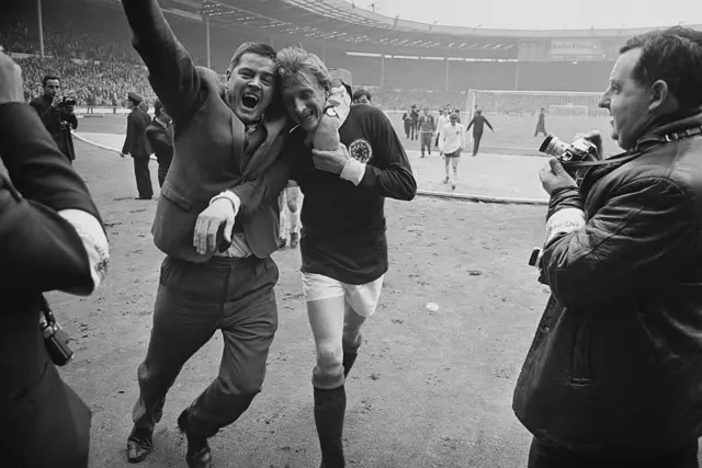 Denis Law and a fan after Scotland defeated England in 1967