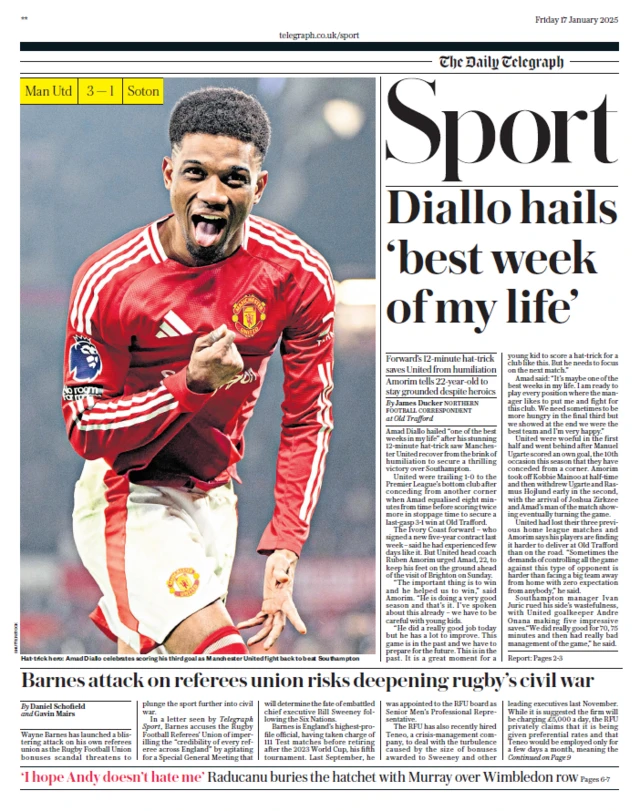 Telegraph back page