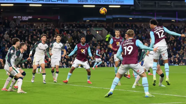 Bashir Humphreys of Burnley heads at goal