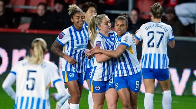 Brighton and Hove Albion's Nikita Parris celebrates scoring