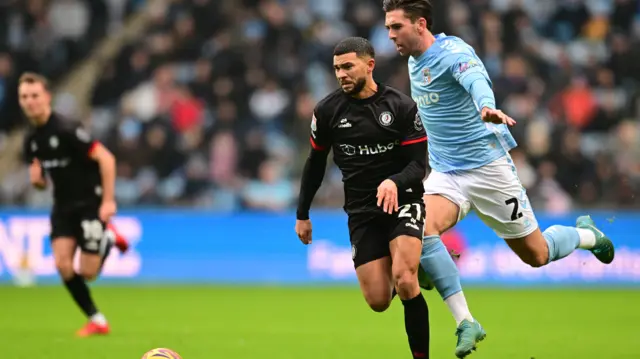 Bristol City's Nahki Wells goes on the attack against Coventry