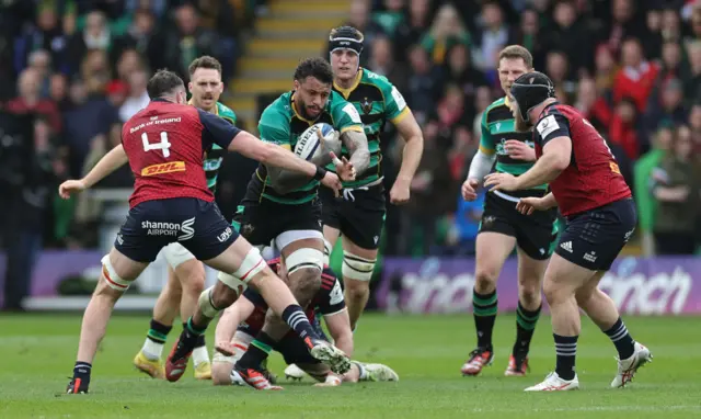 Courtney Lawes carries against Munster