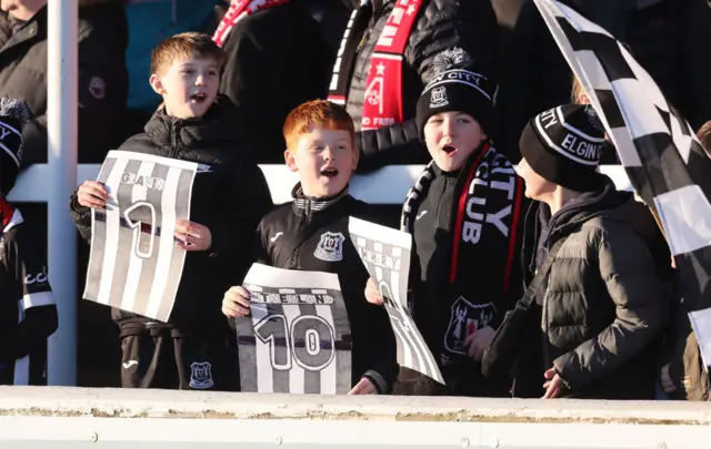 Elgin City fans enjoying the atmosphere at a busy Borough Briggs