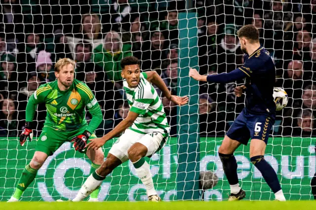 Kilmarnock's Bobby Wales scores to make it 1-1 during a Scottish Gas Men's Scottish Cup Fourth Round match between Celtic and Kilmarnock at Celtic Park, on January 18, 2025, in Glasgow, Scotland. (Photo by Craig Foy / SNS Group)