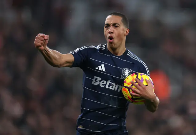 Youri Tielemans of Aston Villa celebrates