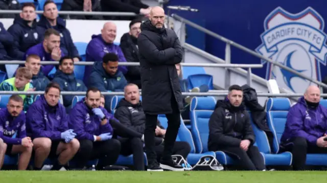 Swansea manager Luke Williams on the touchline at the Cardiff City Stadium