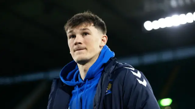 Kilmarnock's Calvin Ramsay pre-match during a Scottish Gas Men's Scottish Cup Fourth Round match between Celtic and Kilmarnock at Celtic Park, on January 18, 2025, in Glasgow, Scotland. (Photo by Craig Williamson / SNS Group)