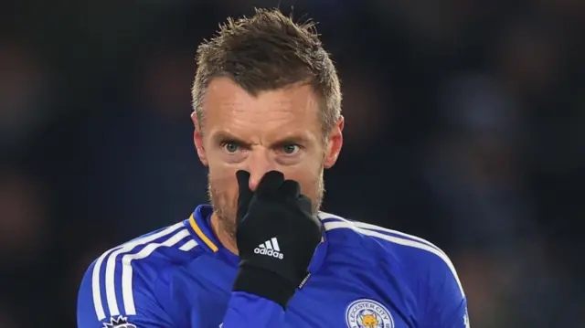 Jamie Vardy reacts